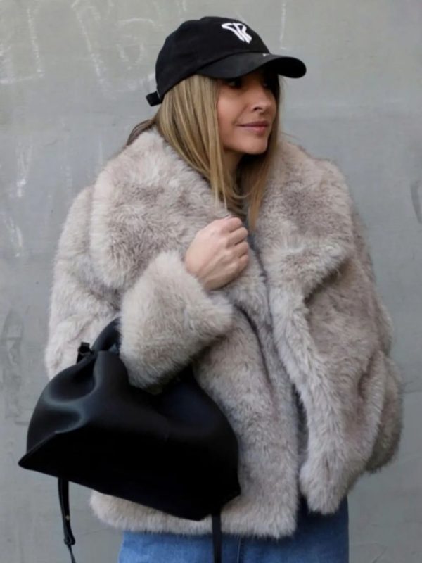 Winter Plush Coat Fashion Thicken Lapel Outwear Casual Long Sleeve Tops Womens Clothing - Image 8