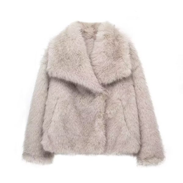 Winter Plush Coat Fashion Thicken Lapel Outwear Casual Long Sleeve Tops Womens Clothing - Image 2